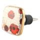Red Flower Square Ceramic Wine Stopper